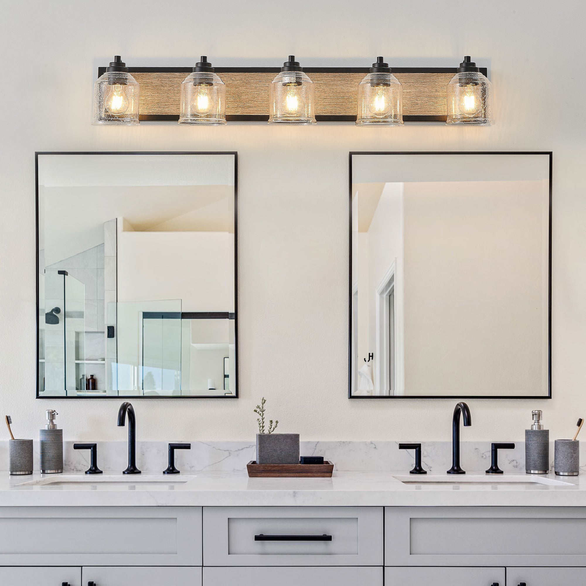 Farmhouse Vanity Light Fixture, 5-Light Bathroom Wall Sconce with