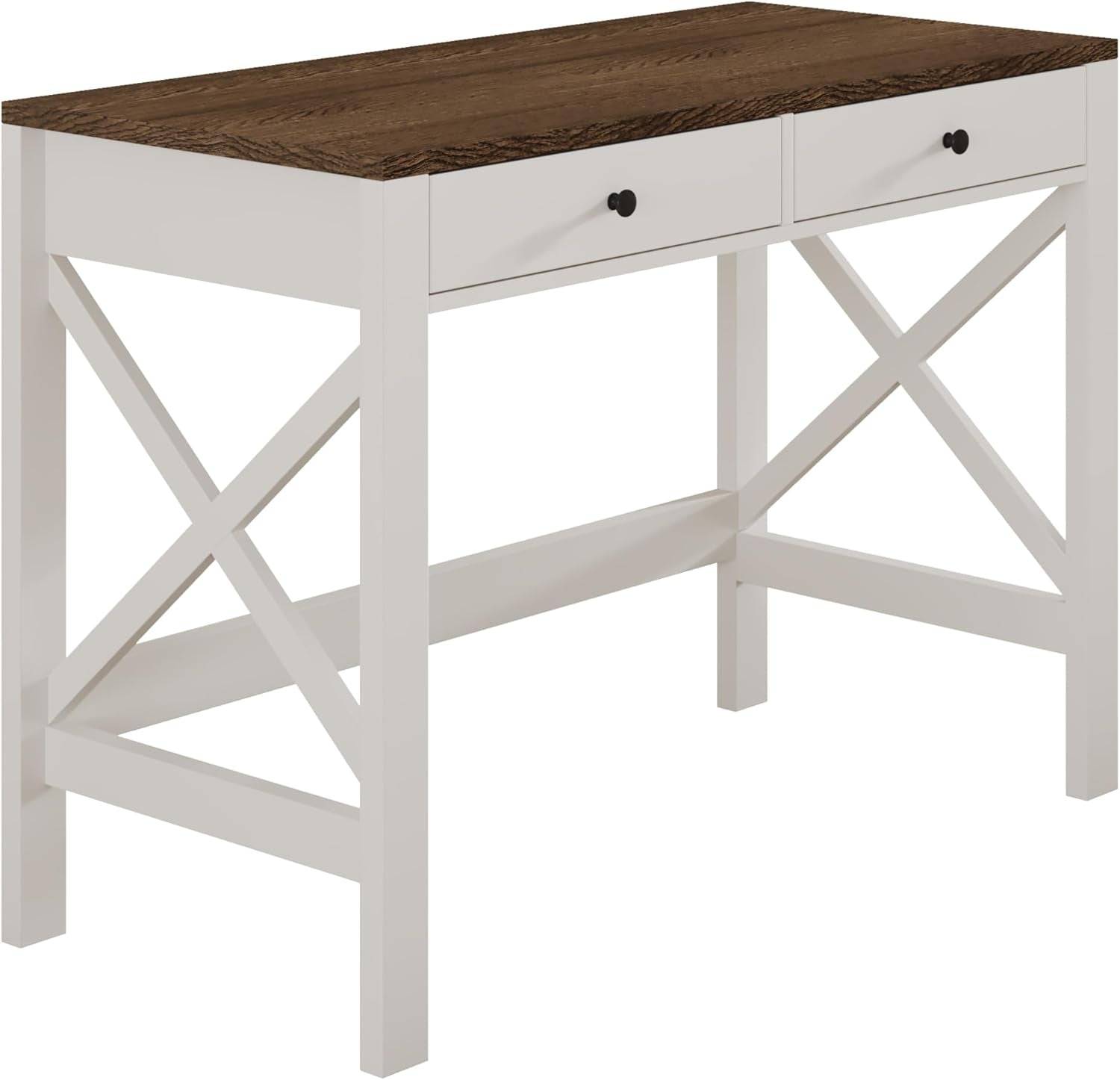 Farmhouse Desk 39&quot; Computer Desk with Drawers, Small Study Writing