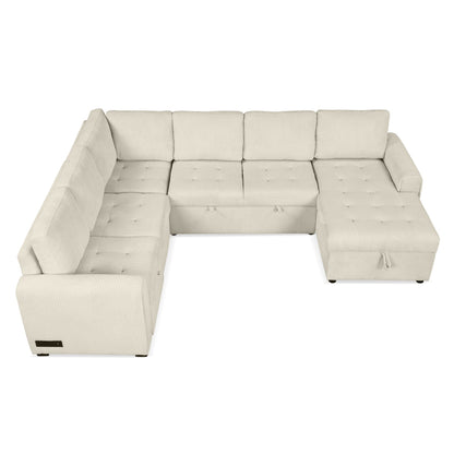 107.5" U-shaped Sofa Sectional Sofa Pull-out Sofa bed with a Storage