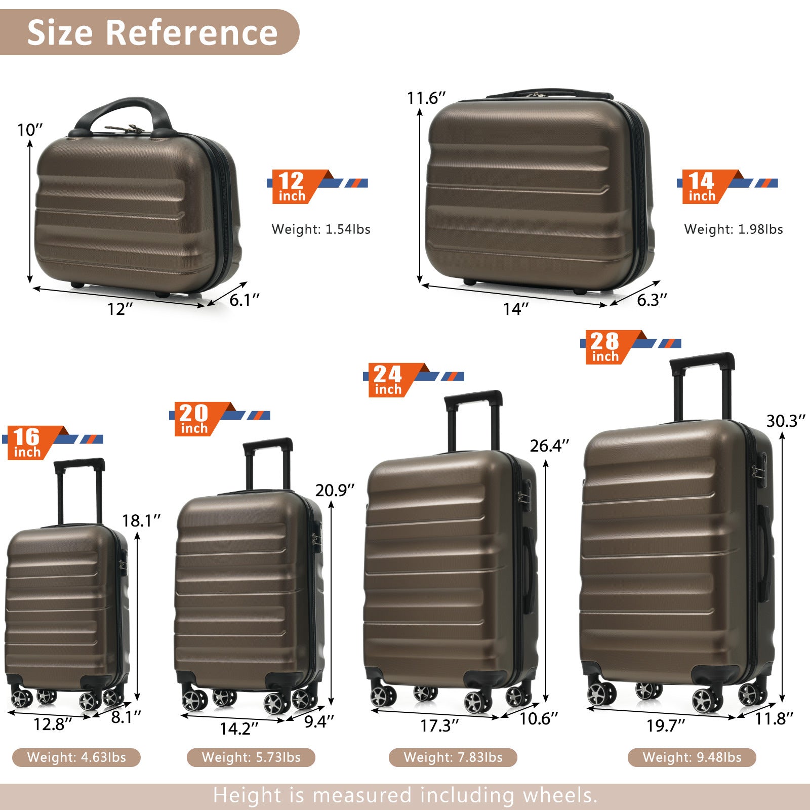6-Piece ABS Hardshell Luggage Set - Lightweight &amp; Durable Suitcases
