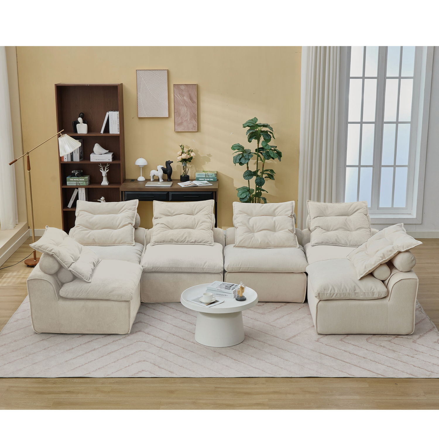 Modular Sofa,No Armrests,At will DIY,Corduroy ,Neck Pillow-Back Lounge