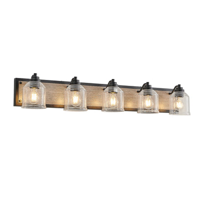 Farmhouse Vanity Light Fixture, 5-Light Bathroom Wall Sconce with