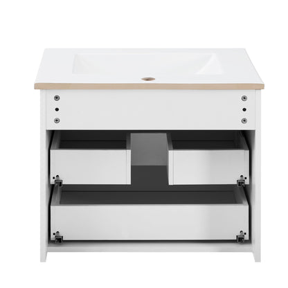 24inch Wall Mounted Floating Cabinet w/Side Cabinet Combo, Rectangular