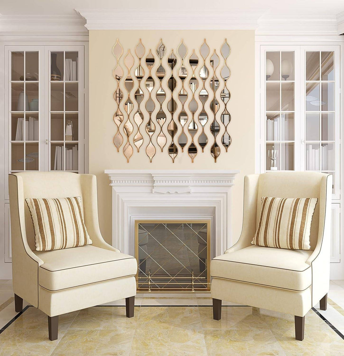 Set of 5 Teardrop Mirror Wall Decor in Gold for Elegant Living Room