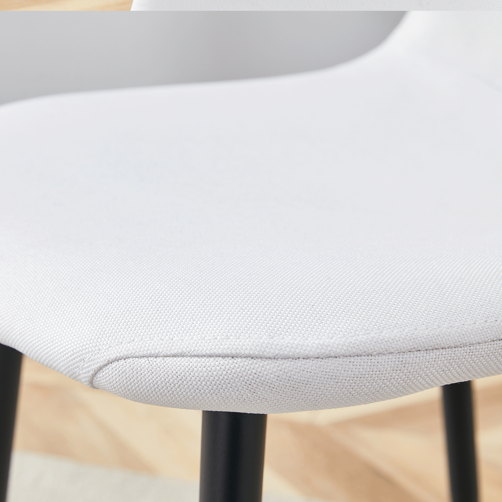Luxury Simple Chair - Set of 4 WHITE Linen-Cotton Material High