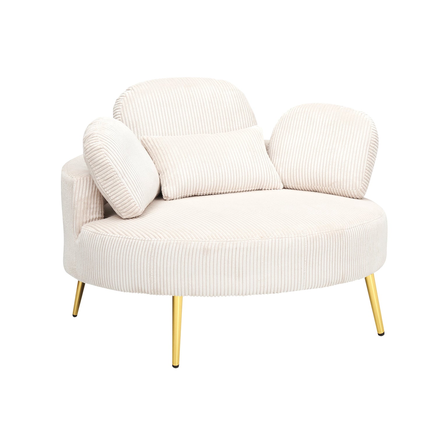 61 inches beige comfortable seat, small sofa with small end table,