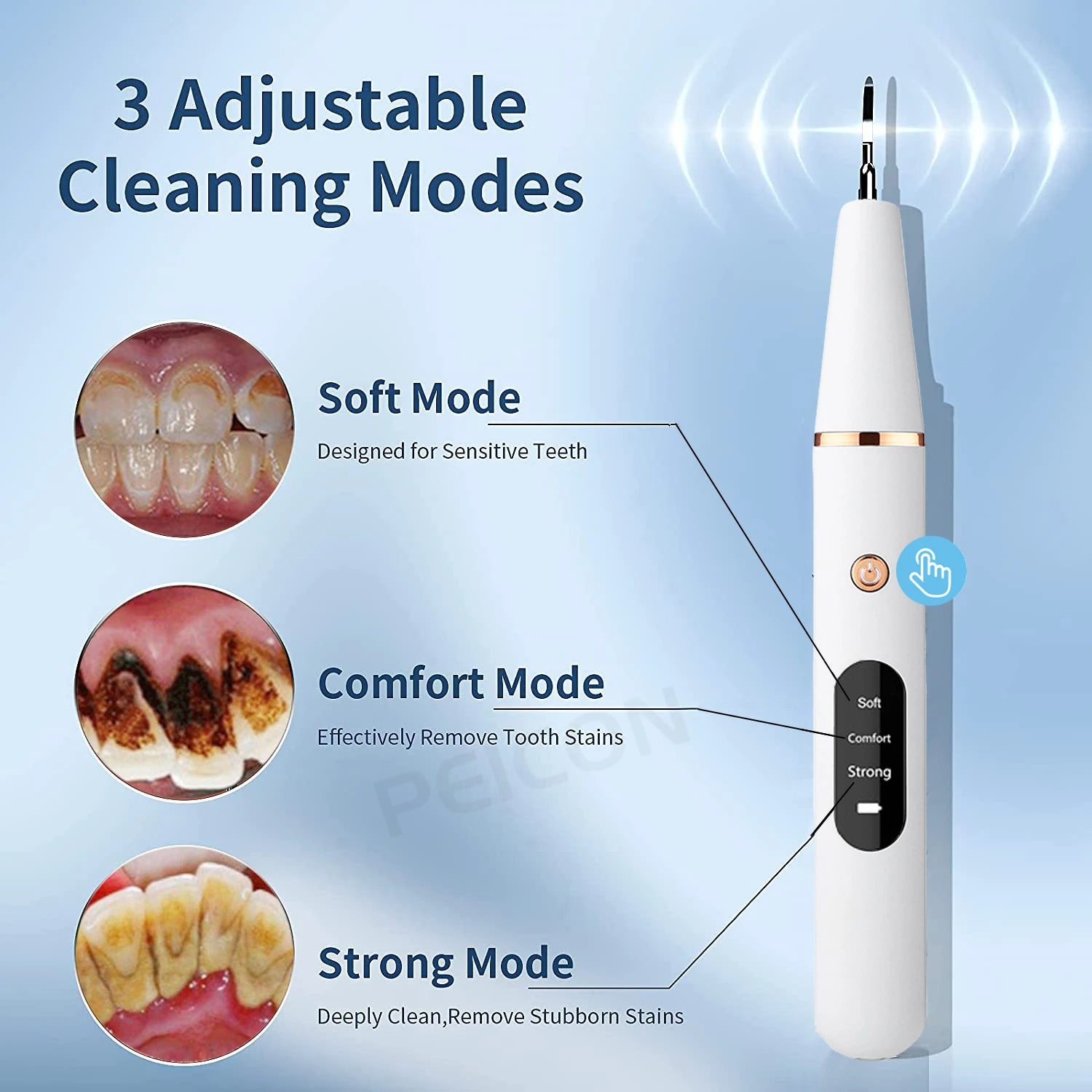 Ultrasonic Dental Teeth Plaque Remover &amp; Cleaner