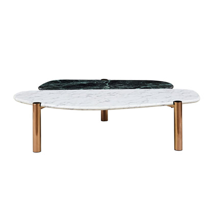 Faux Marble Coffee Tables Accent Tea Tables with Gold Metal Foot for