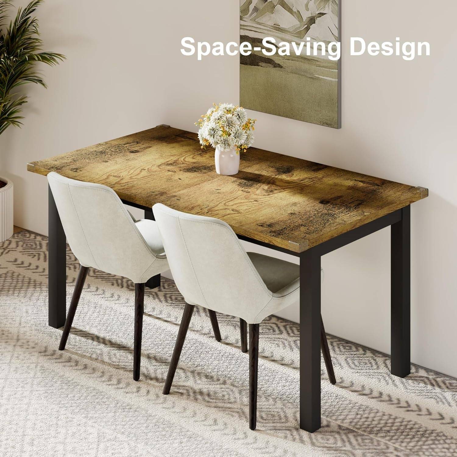 63&quot; Extendable Dining Table, Modern Farmhouse Dining Room Table for