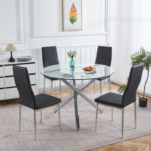 1+4,5pieces dining set, Table metal leg Mid-century Dining Table for