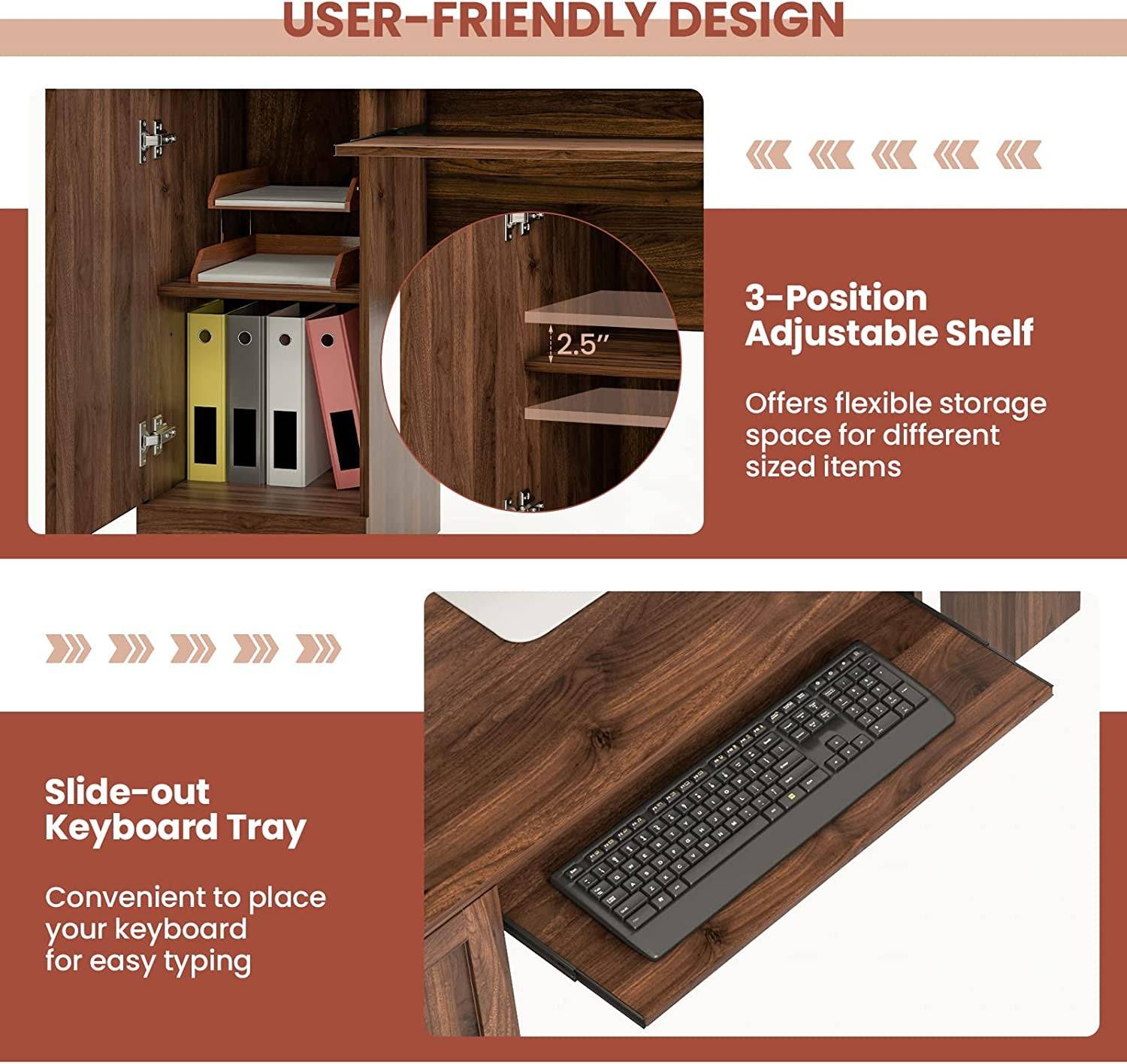 L-Shaped Desk with Storage &amp; Keyboard Tray
