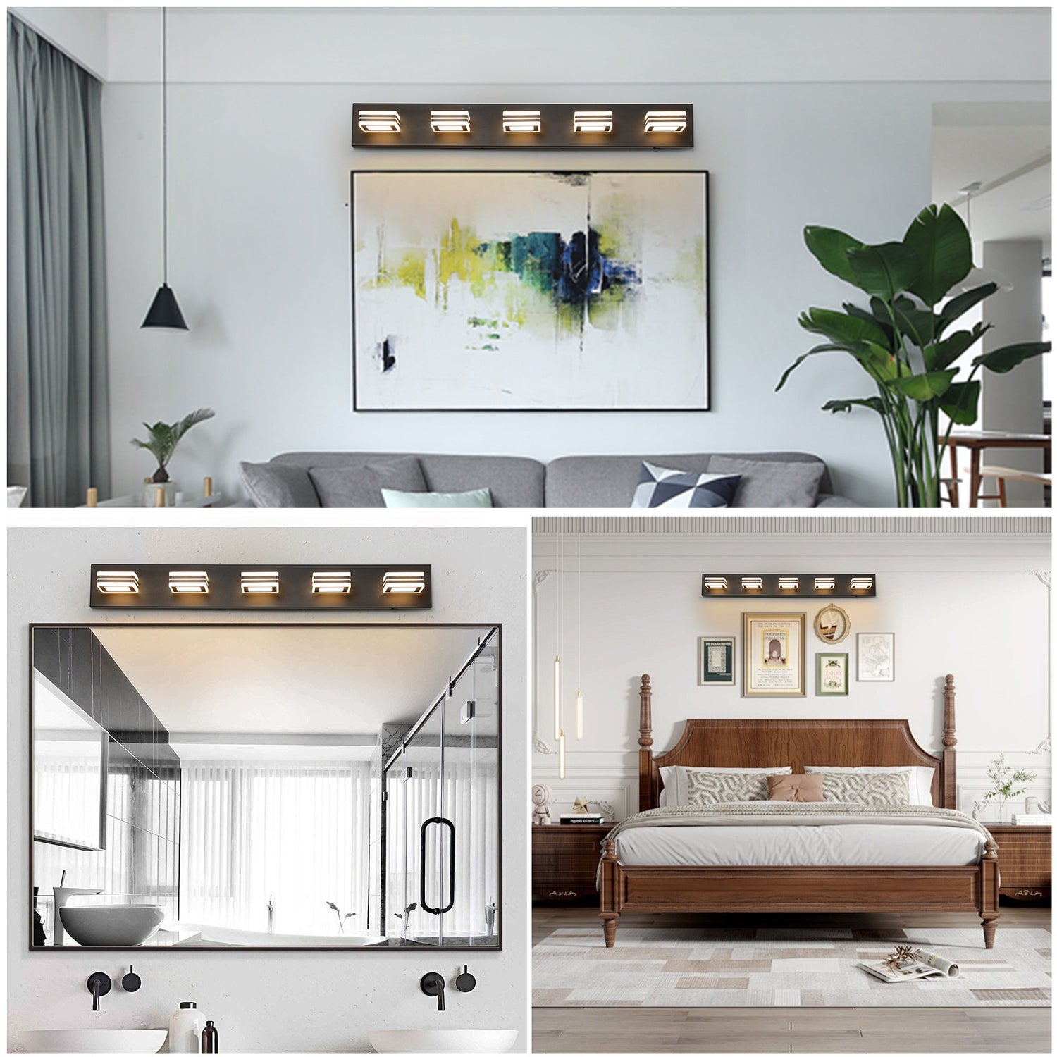 Modern 5-Light LED Vanity Light - Sleek Bathroom Wall Fixture, Iron &amp;