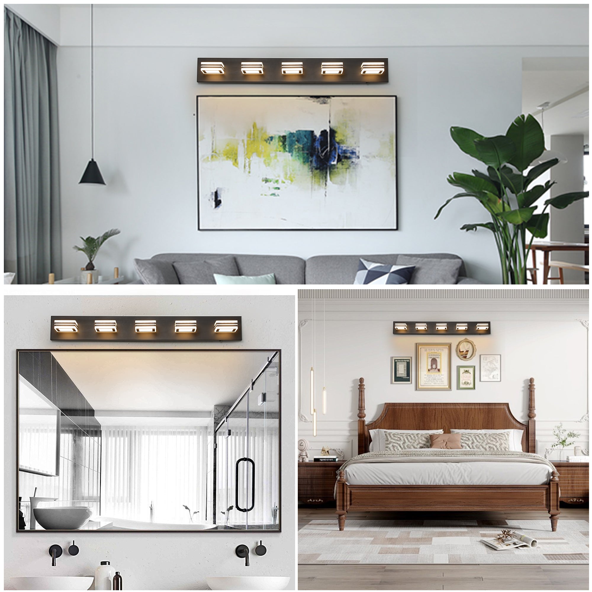 Modern 5-Light LED Vanity Light - Sleek Bathroom Wall Fixture, Iron &amp;