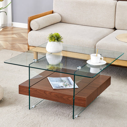 31.4 Inch Modern Two-Tier Square Coffee Table - An Elegant Combination