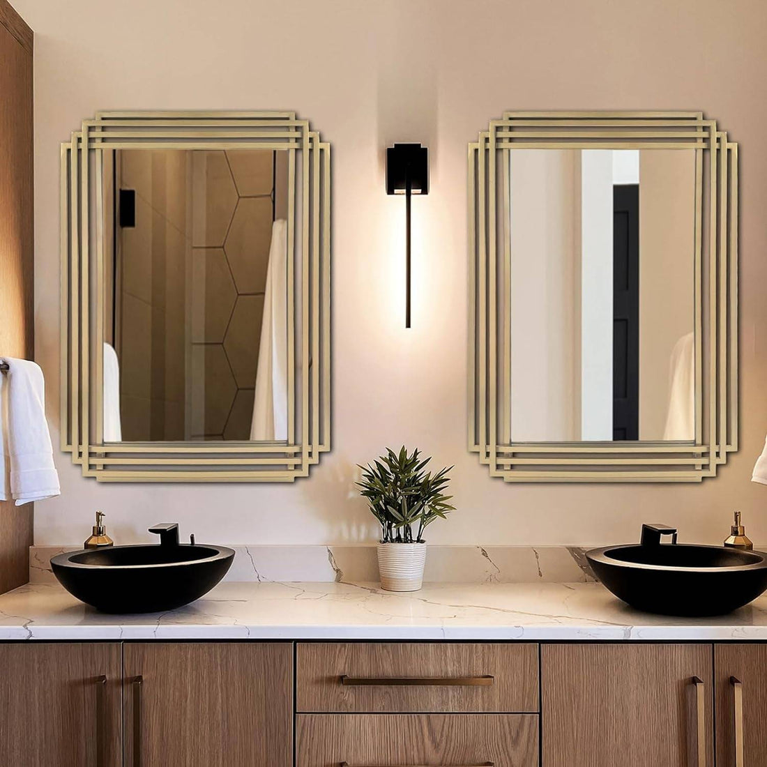 Brushed Gold Wall Mirror 24x36, Modern, Vanity, Bath