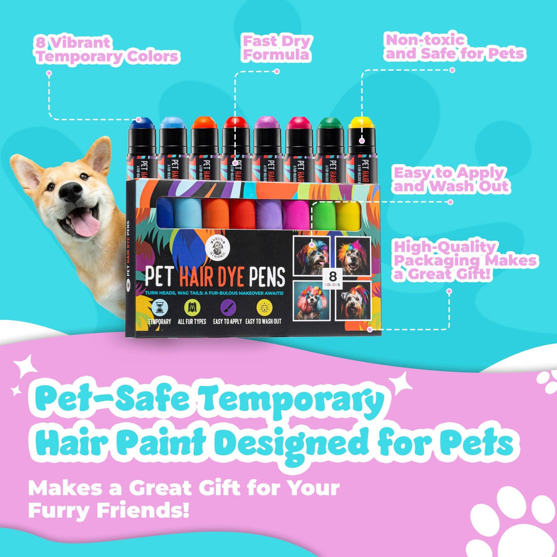 Dog Hair Dye  8 Color Dog Safe Hair Dye  Dog Dye Non Toxic &amp;