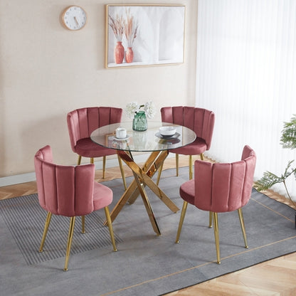 1+4,5pieces dining set, Table metal leg Mid-century Dining Table for