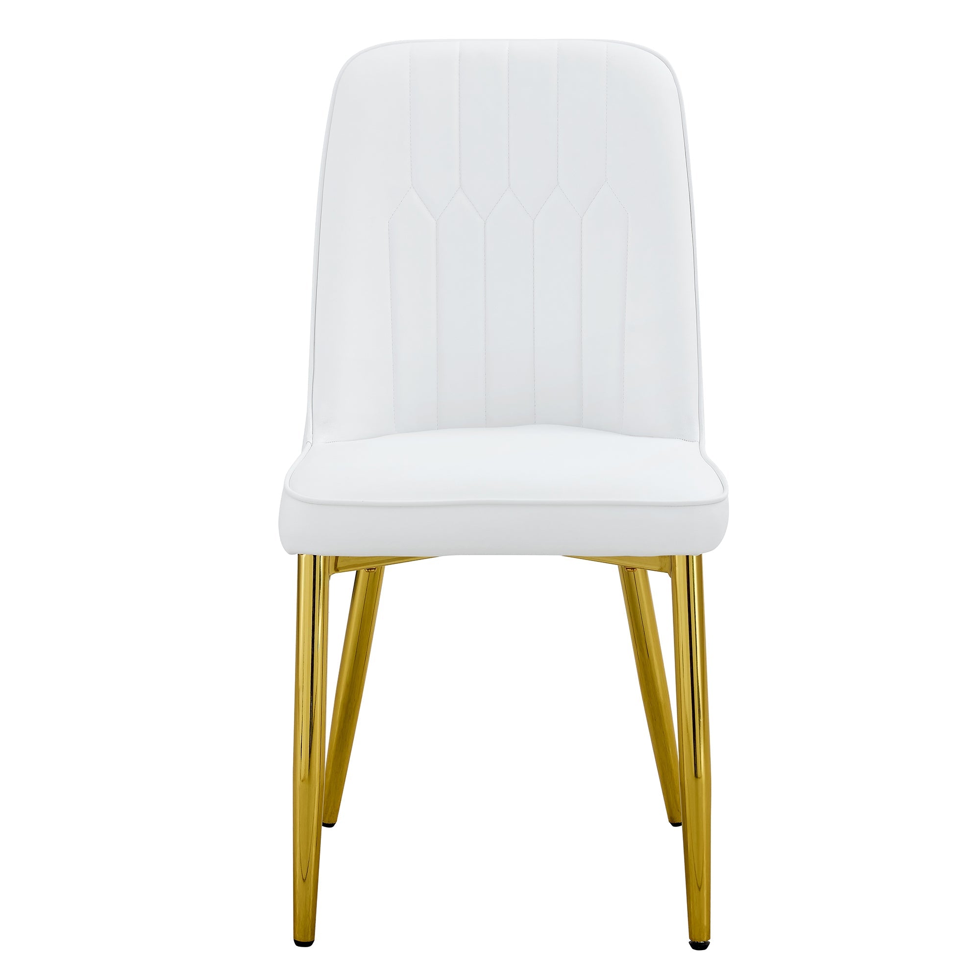 4 modern dining chairs, sleek PU leather backrest, and gold metal legs