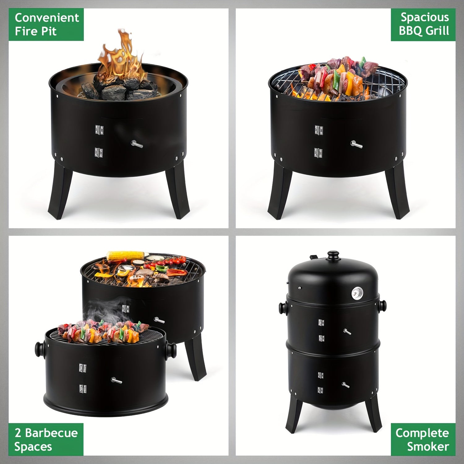 Iron Spray Smoker Carbon Grill, Black