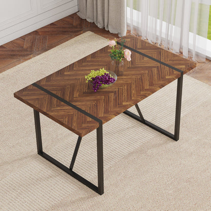 A minimalist retro rectangular dining table with a specially textured