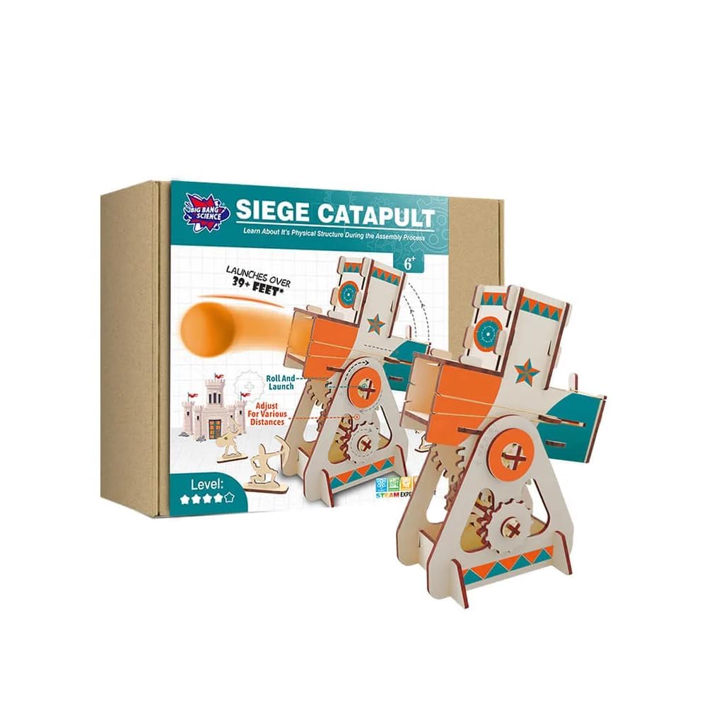 LIVEVIE Wooden Siege Catapult Kit for Kids ? STEM Learning Toy for