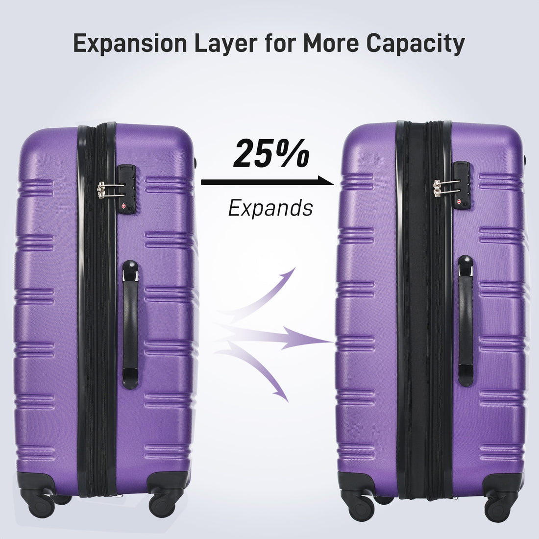 3 Piece Luggage Set Hardside Spinner Suitcase with TSA Lock 20&