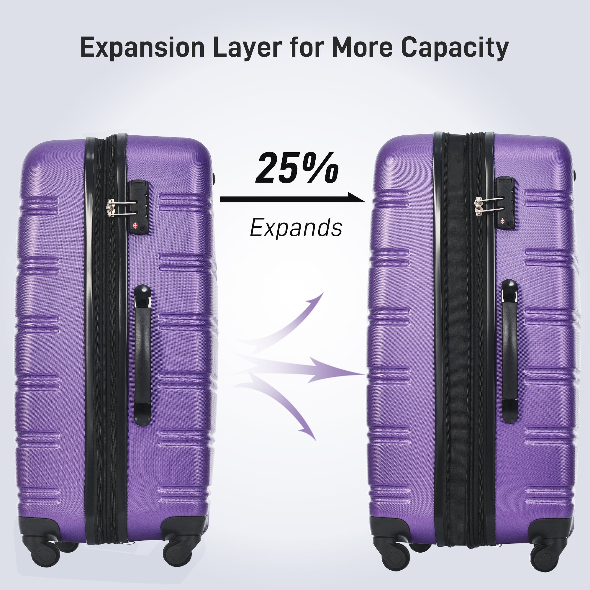 3 Piece Luggage Set Hardside Spinner Suitcase with TSA Lock 20&
