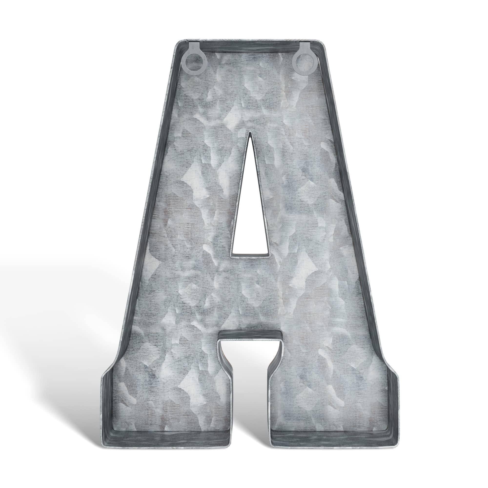 Galvanized Metal Letters for Wall Decor   3D Letter A for Hanging or