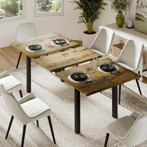 63&quot; Extendable Dining Table, Modern Farmhouse Dining Room Table for