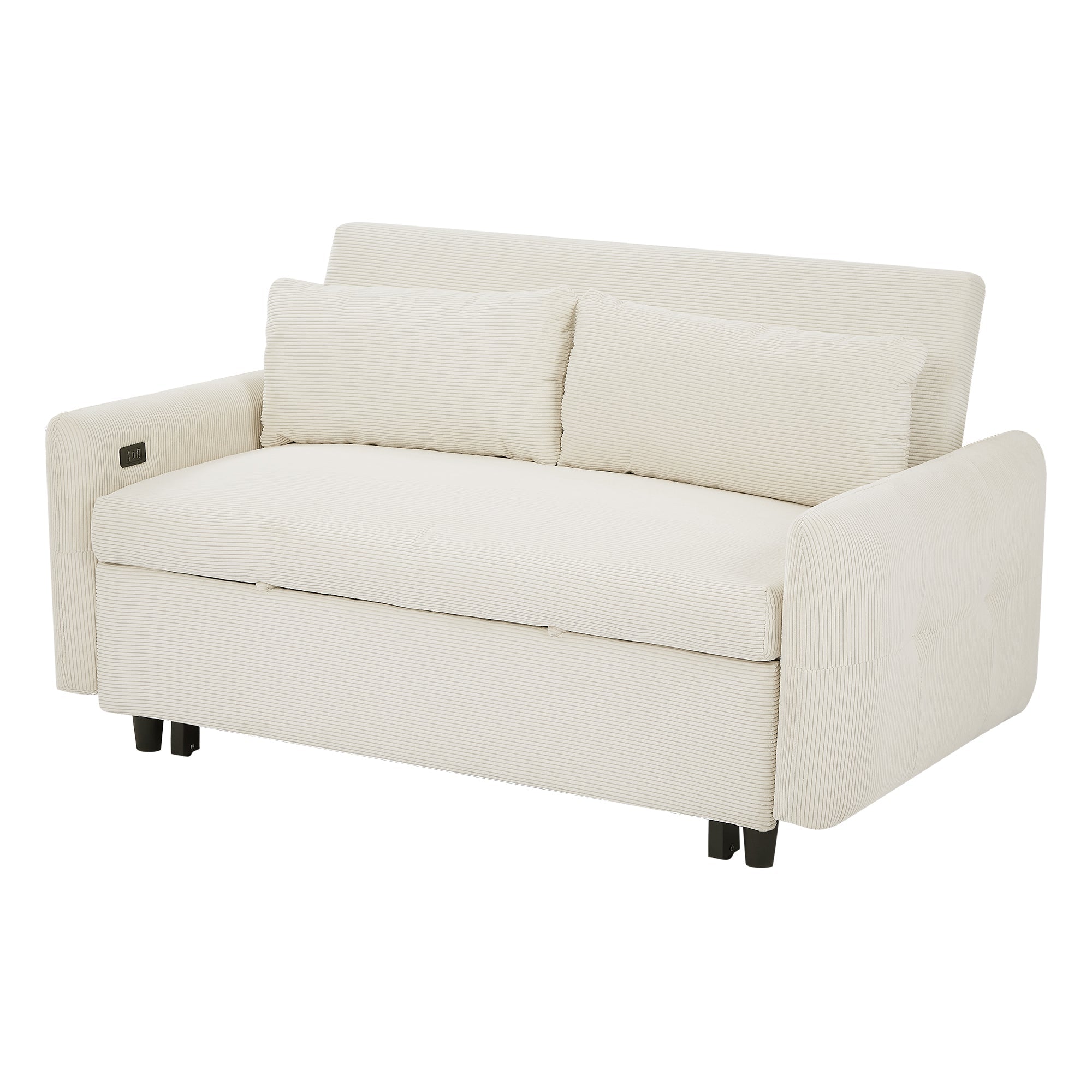 57.48" Pull-out Sofa Bed Convertible Couch 2 Seat Loveseat Sofa Modern