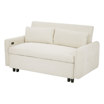 57.48" Pull-out Sofa Bed Convertible Couch 2 Seat Loveseat Sofa Modern