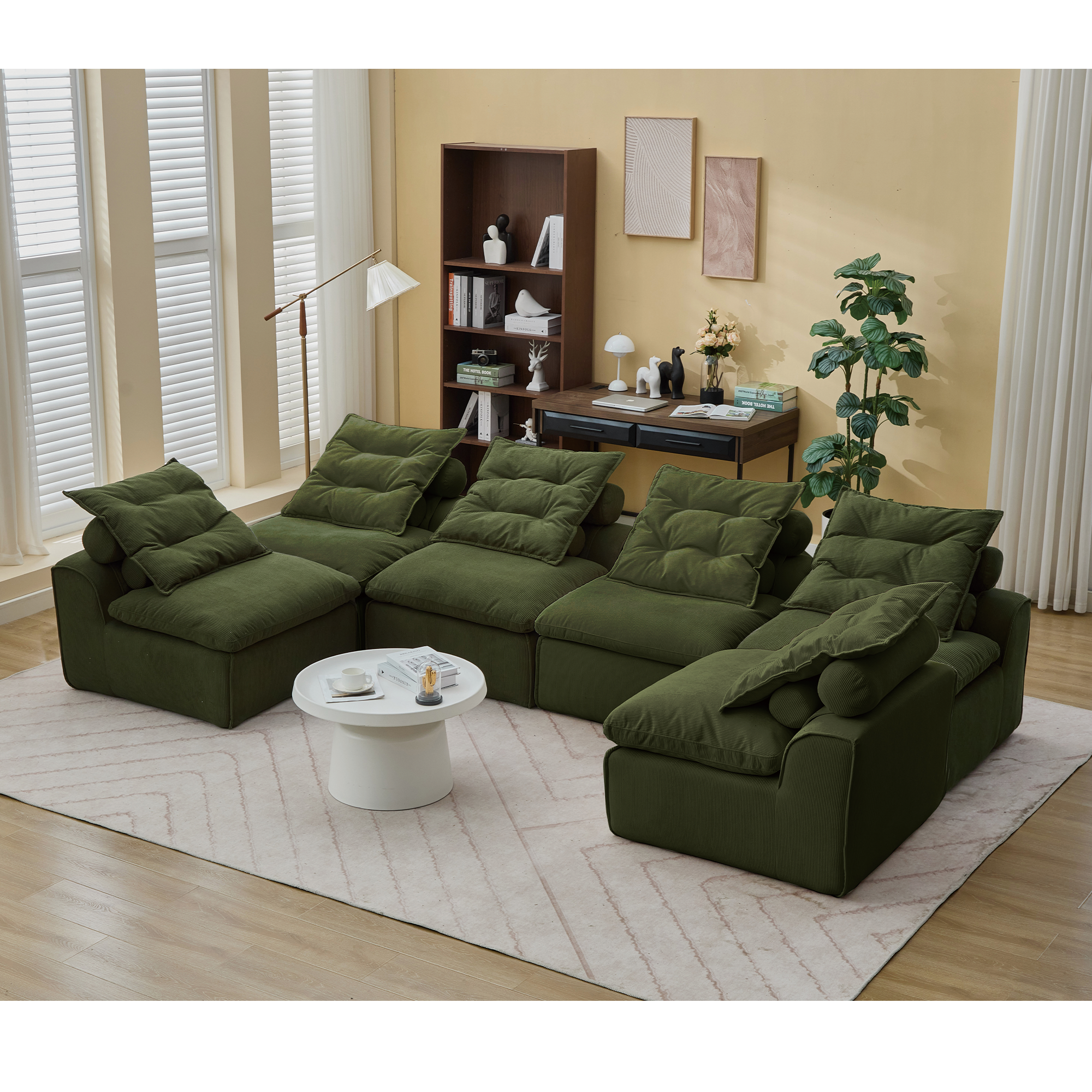Modular Sofa,No Armrests,At will DIY,Corduroy ,Neck Pillow-Back Lounge
