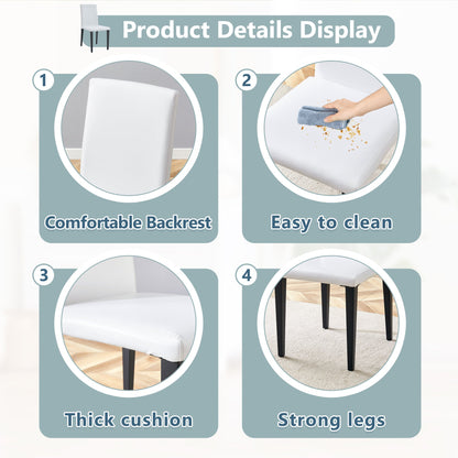 Four White PU dining chairs, simple and versatile, comfortable and