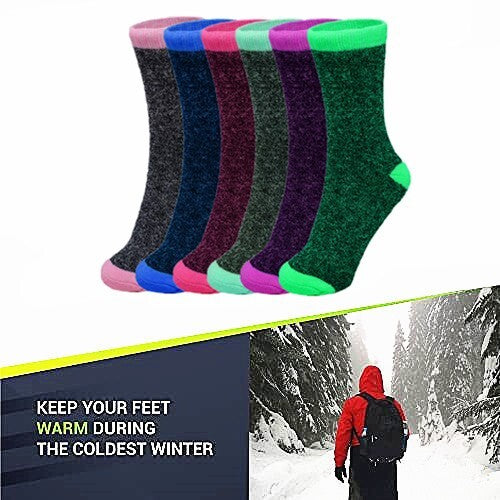 Heated Socks 6 Pairs Womens Winter Warm Work Thermal Heated Thick