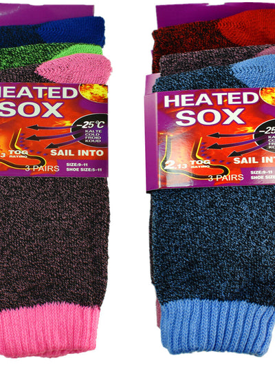 Heated Socks 6 Pairs Womens Winter Warm Work Thermal Heated Thick