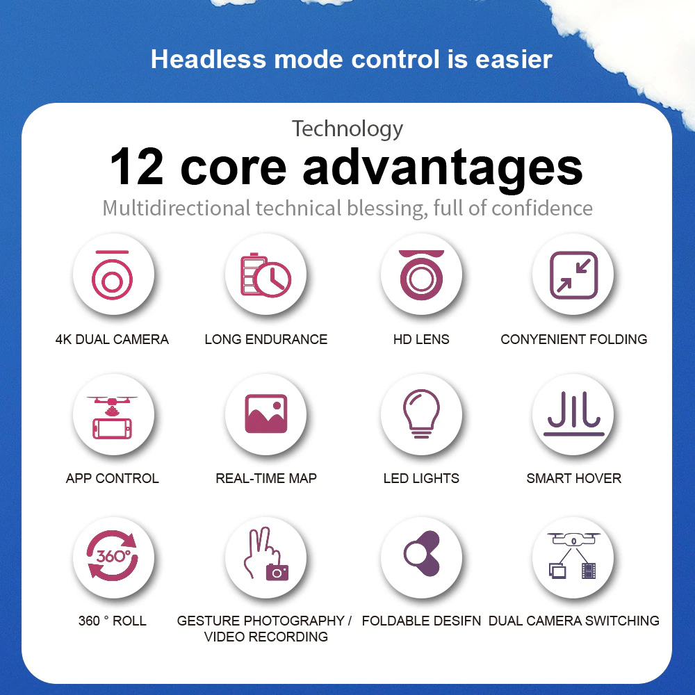 Drones Quadcopter 5G 4K GPS Drone X Pro with HD Dual Camera WiFi FPV