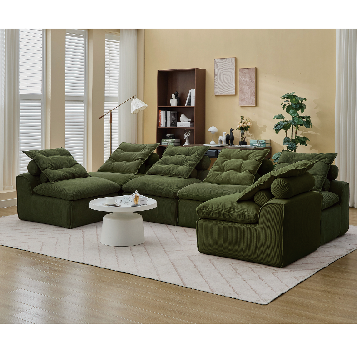 Modular Sofa,No Armrests,At will DIY,Corduroy ,Neck Pillow-Back Lounge