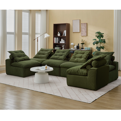 Modular Sofa,No Armrests,At will DIY,Corduroy ,Neck Pillow-Back Lounge
