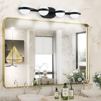 Modern Minimalist Bathroom Vanity Light, LED 4 Bulb Frosted Glass