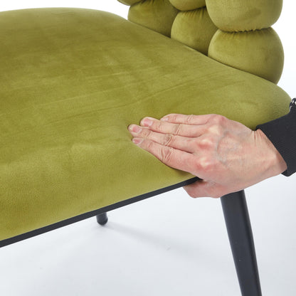 Green Modern chair(set of 2 ) with golden color iron tube legs,  soft