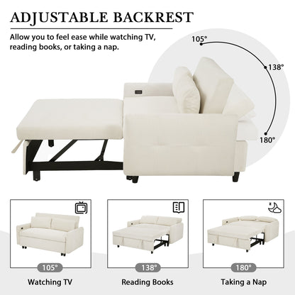 57.48" Pull-out Sofa Bed Convertible Couch 2 Seat Loveseat Sofa Modern