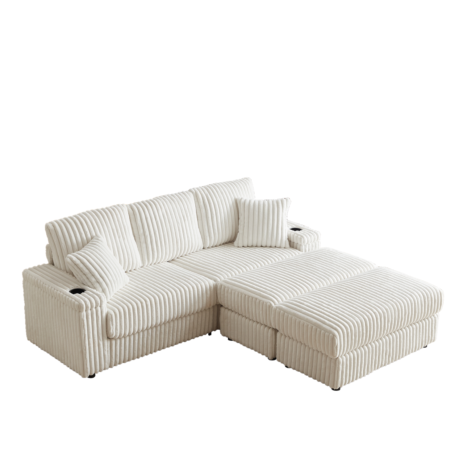 84Inch Corduroy 3-seater sofa With 3 back pillows ,2 toss pillows , a