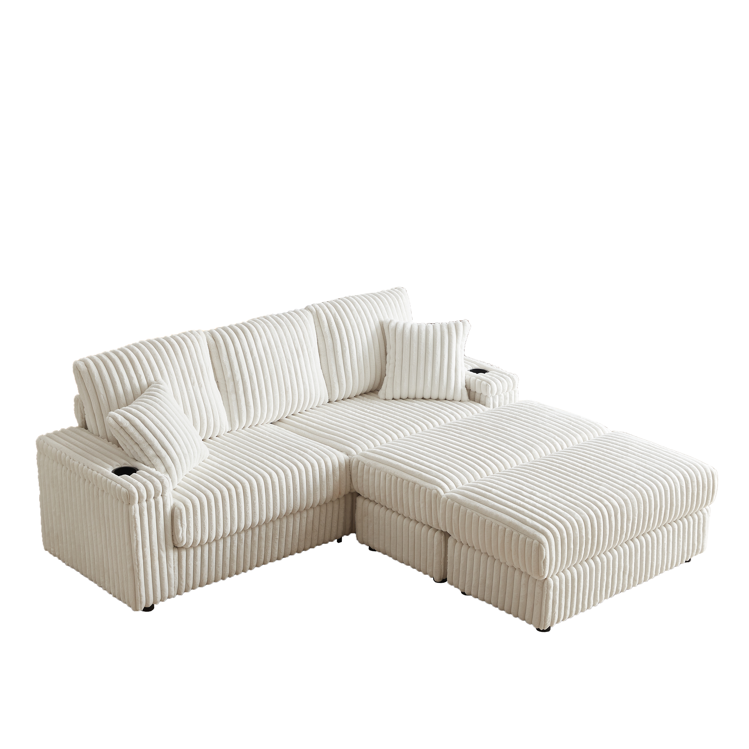 84Inch Corduroy 3-seater sofa With 3 back pillows ,2 toss pillows , a