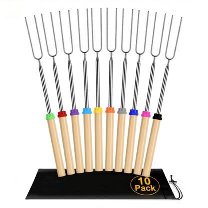 Extendable Stainless Steel Roasting Sticks 10 pcs