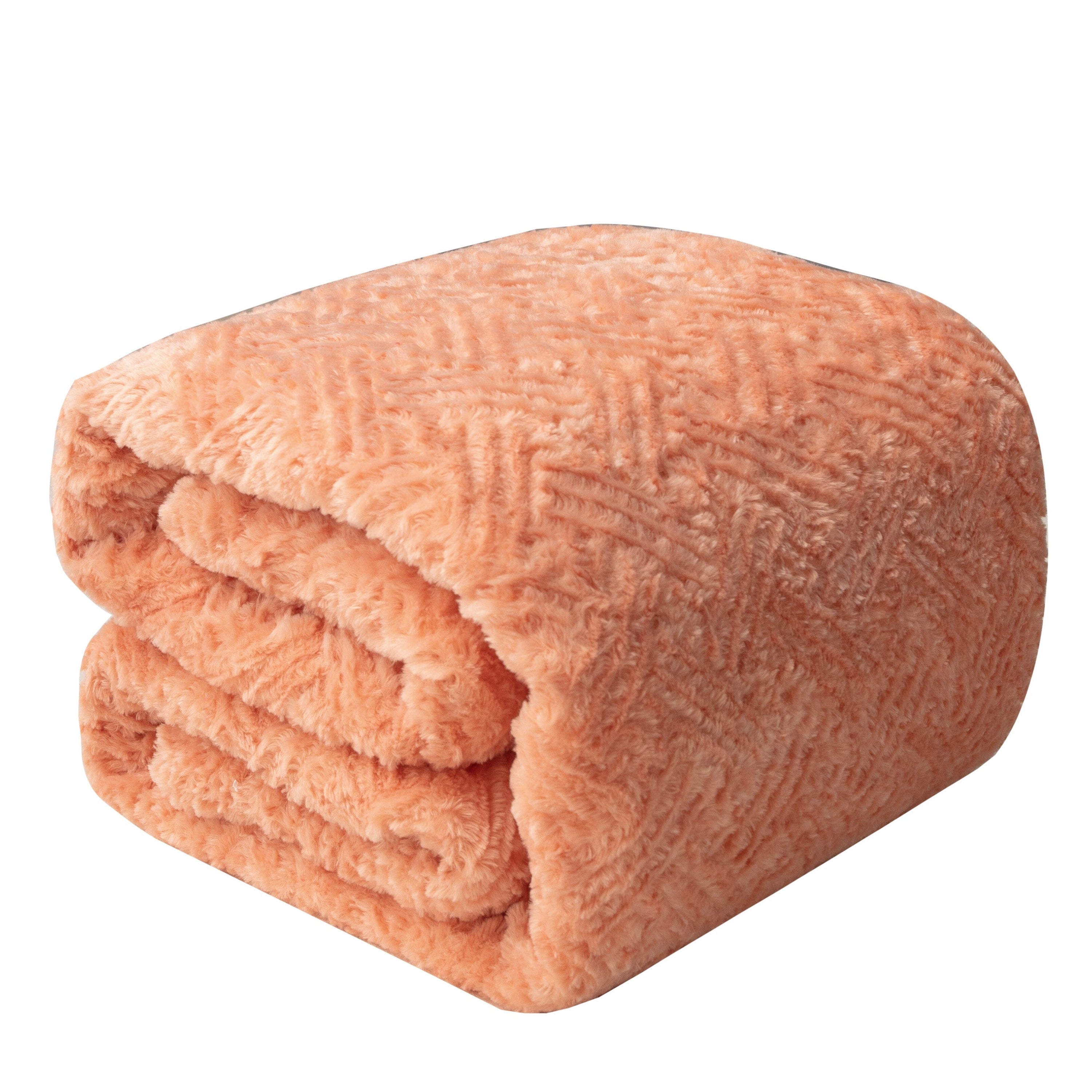 DaDa Bedding Coral Peach Rose Faux Fur Throw Blanket - Dreamy
