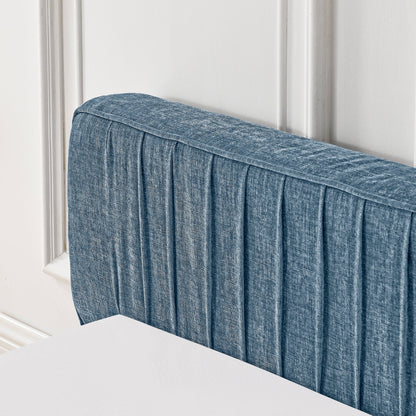 Modern Queen Size Upholstered Bed Frame with Pleated Chenille Fabric