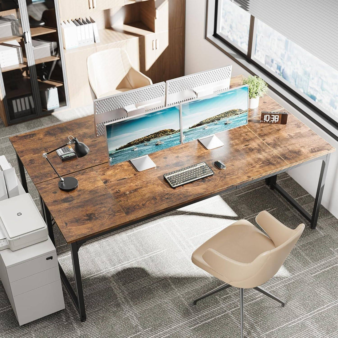 Computer Desk, 80 Inch Office Desk, Gaming Desk with Storage, Writing