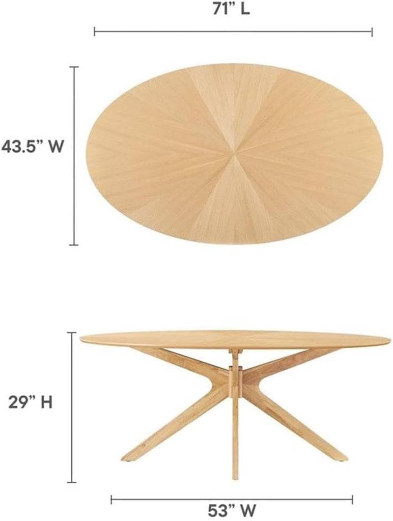 EEI-3849-OAK Crossroads 71&quot; Oval Wood Dining Table, Oak