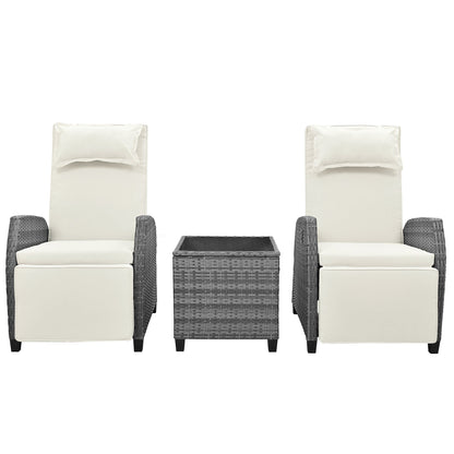 Outdoor Rattan Two-person Combination With Coffee Table, Adjustable,
