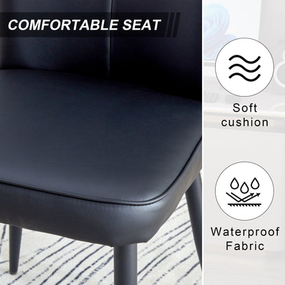 Modern Black PU Chair Set - Four Pieces, The backrest has a vertical